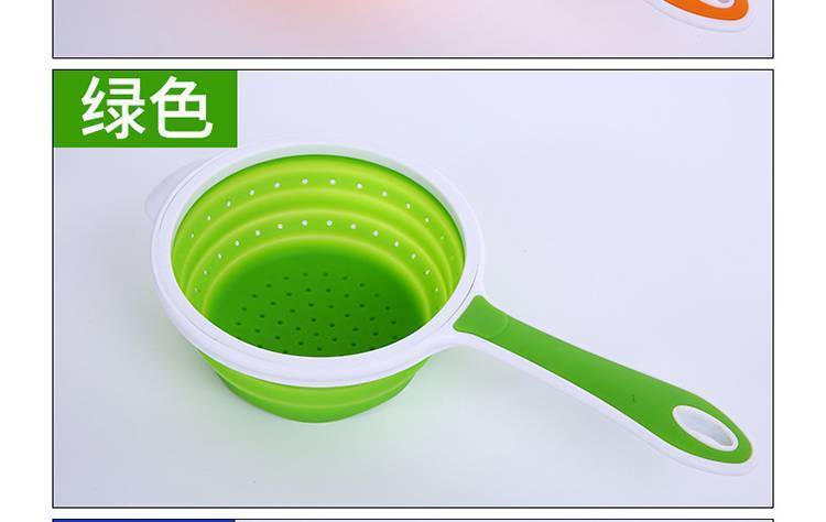 硅膠折疊漏勺-創意硅膠折疊瀝水籃-可伸縮食品級硅膠折疊漏勺 硅膠折疊漏勺-創意硅膠折疊瀝水籃-可伸縮食品級硅膠折疊漏勺